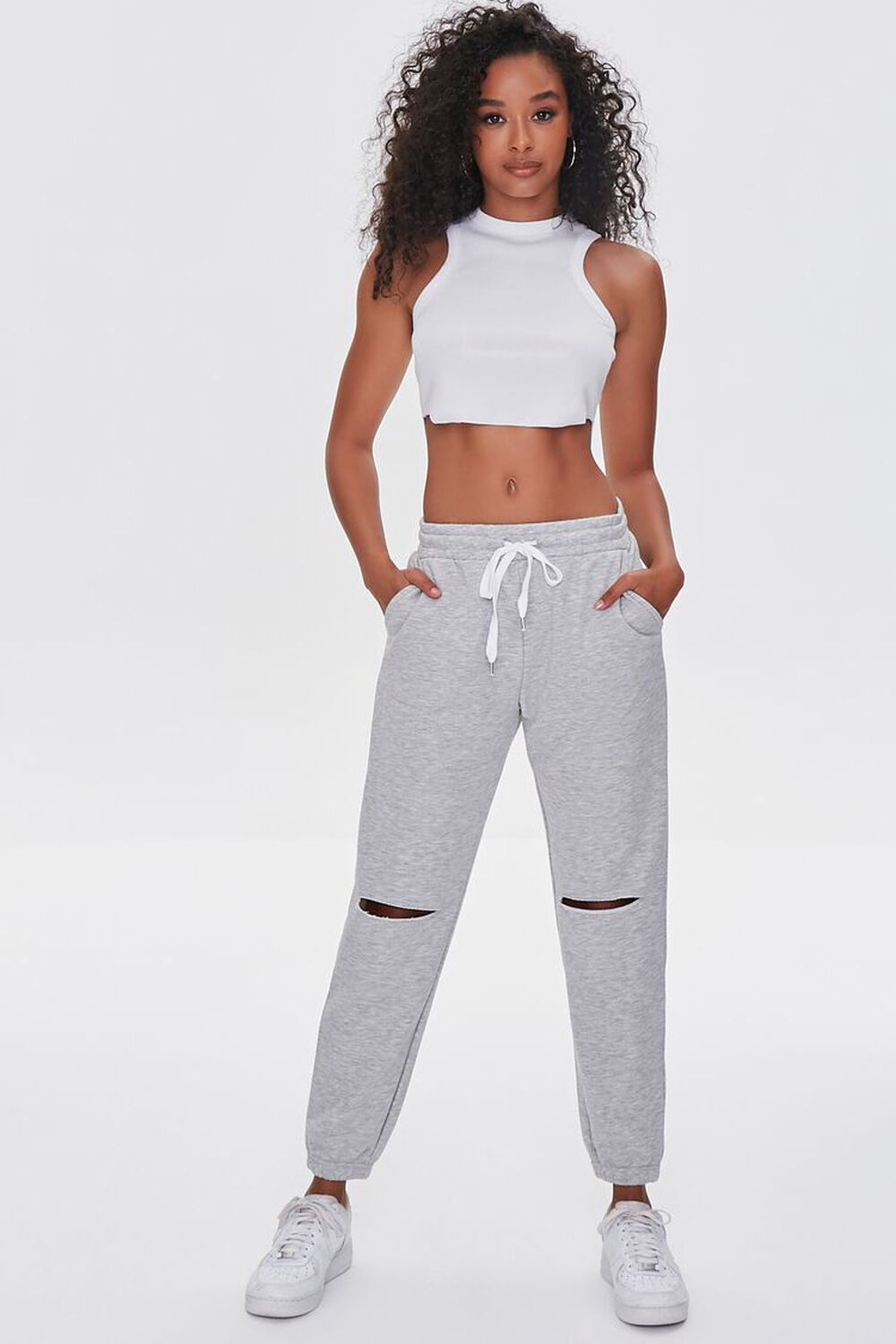 HEATHER GREY Distressed French Terry Joggers, image 1