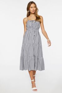 WHITE/MULTI Tiered Striped Midi Dress, image 4