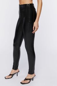 BLACK Faux Leather Skinny Ankle Pants, image 3