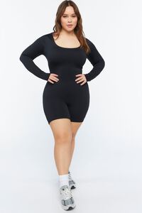 BLACK Plus Size Fitted Scoop-Neck Romper, image 4