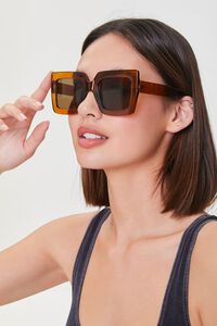 AMBER/BROWN Square Tinted Sunglasses, image 2