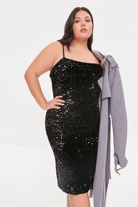 BLACK Plus Size Metallic Cami Dress, image 1