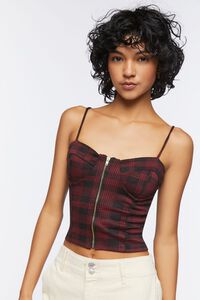 Plaid Zip-Up Cropped Bustier, image 6