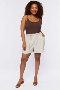 Plus Size Chain Belt Pintucked Shorts, image 5