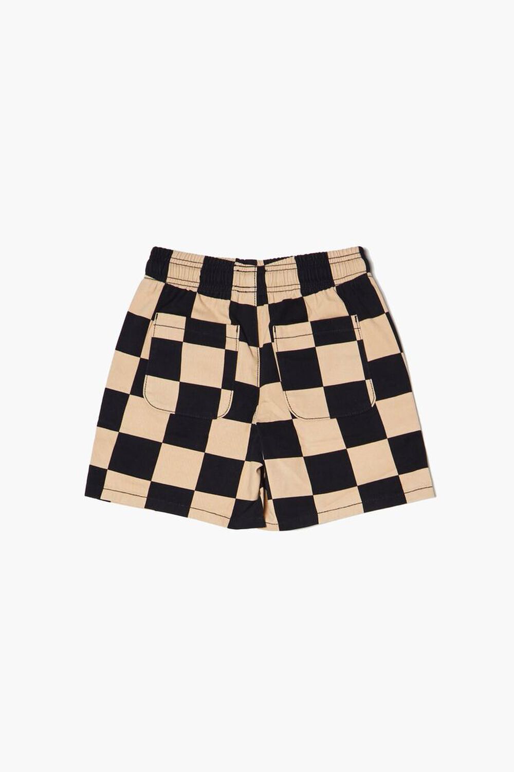 BLACK/TAN Kids Checkered Drawstring Shorts (Girls + Boys), image 2