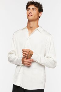 WHITE Satin Long-Sleeve Shirt, image 1
