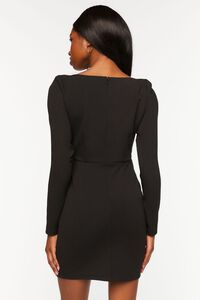 BLACK Crepe Long-Sleeve Mini Dress, image 3