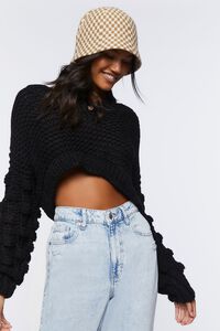 BLACK Cropped Chunky Knit Sweater, image 2