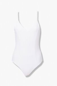 WHITE Lace-Back Cutout Bodysuit, image 1