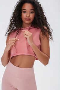 DUSTY PINK Active Hooded Crop Top, image 1