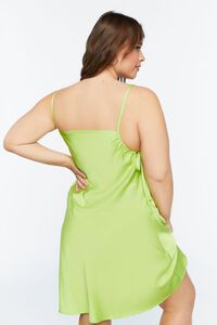 GREEN Plus Size Cowl Neck Satin Slip Dress, image 3