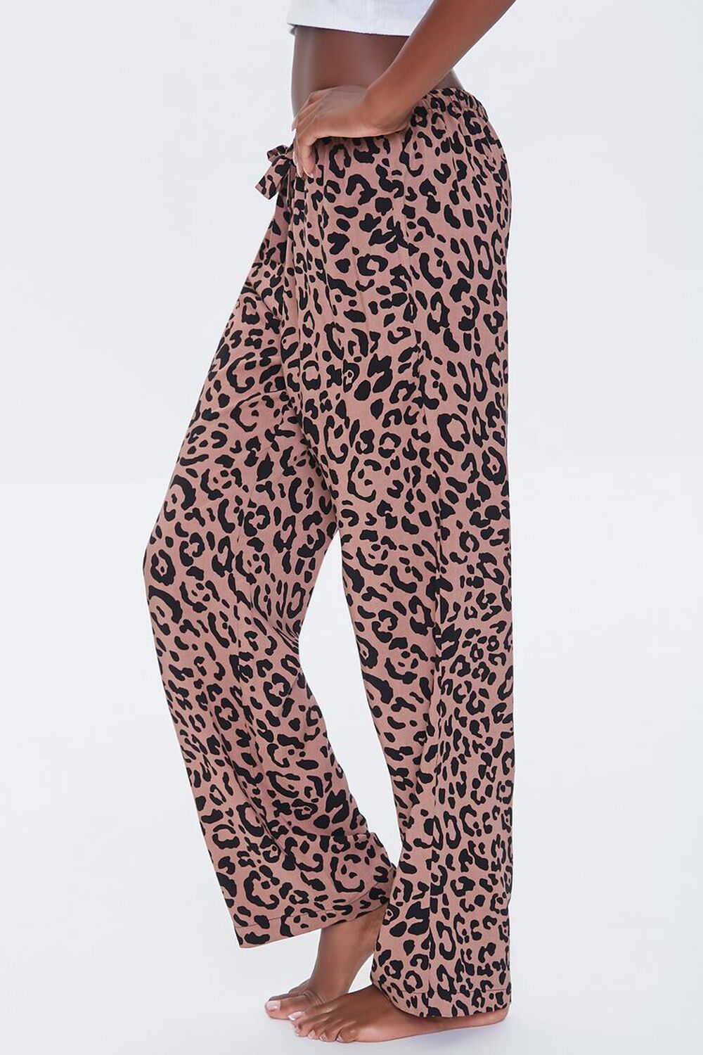 TAN/BLACK Leopard Print Pajama Pants, image 3