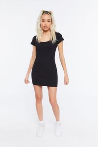 BLACK Ribbed Mini T-Shirt Dress, image 4