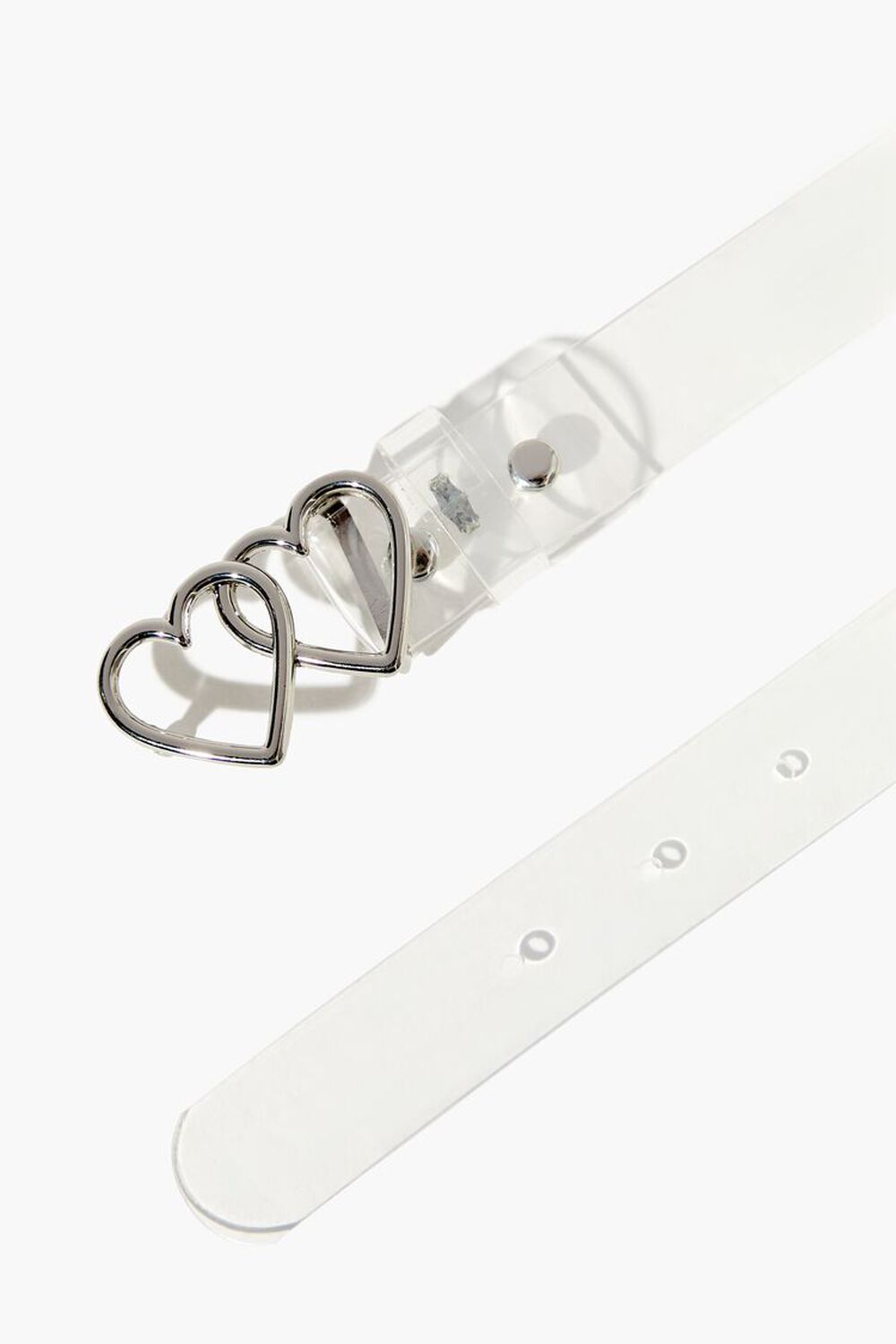 CLEAR/SILVER Clear Dual Heart-Buckle Belt, image 2