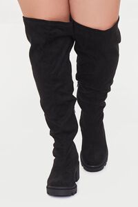 BLACK Faux Suede Knee-High Boots (Wide), image 4