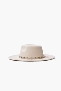 CREAM/SILVER Studded-Trim Felt Panama Hat, image 2