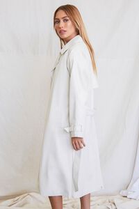 IVORY Belted Faux Leather Duster Jacket, image 2