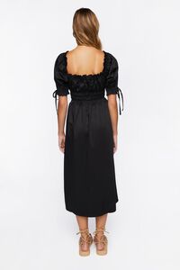 BLACK Smocked Puff-Sleeve Midi Dress, image 3