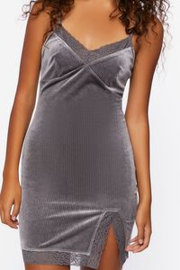 GREY/SILVER Velvet Glitter Cami Mini Dress, image 5