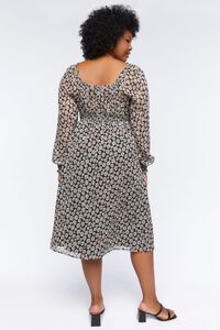 BLACK/MULTI Plus Size Ditsy Floral Print Midi Dress, image 3