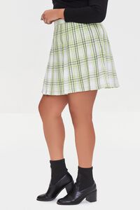LIME/MULTI Plus Size Pleated Plaid Mini Skirt, image 3