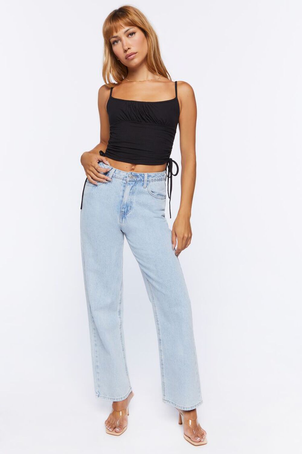 Ruched Drawstring Cropped Cami