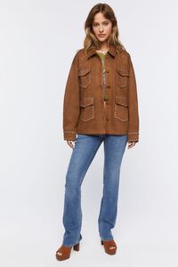 BROWN Faux Suede Studded Shacket, image 4