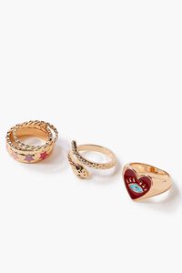 GOLD/RED Eye Heart Ring Set, image 2