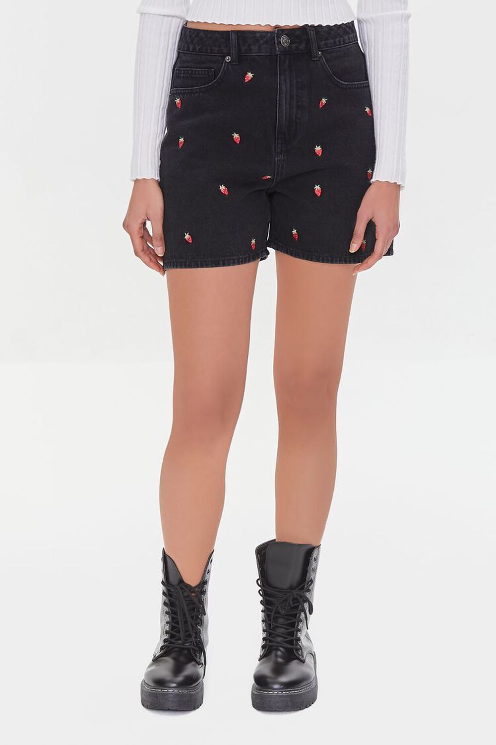 Strawberry High-Rise Denim Shorts, image 2
