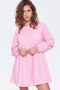 PINK Fleece Drop-Sleeve Mini Dress, image 1