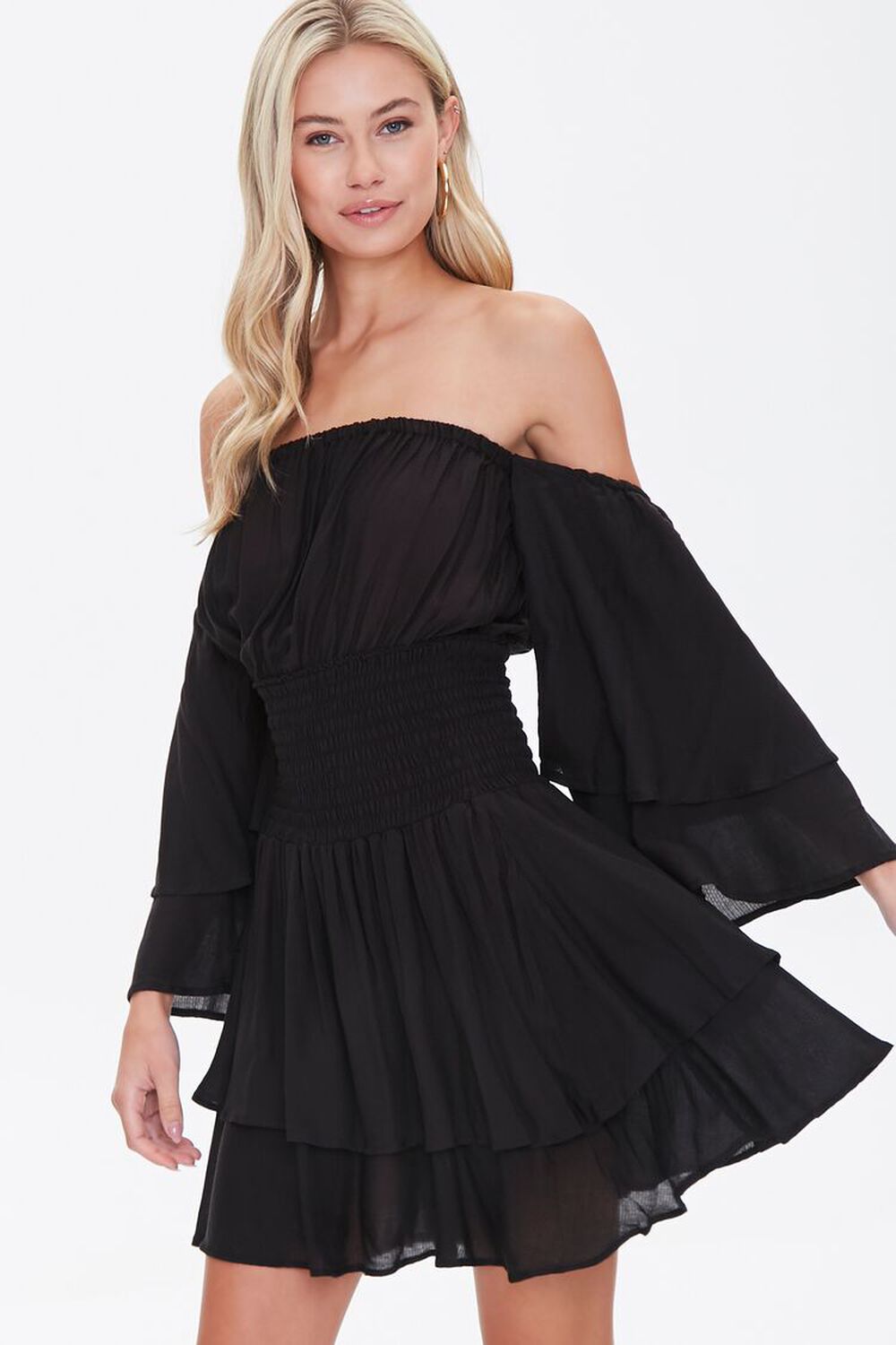 BLACK Tiered Flounce Mini Dress, image 1