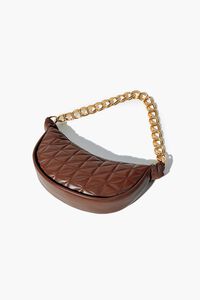 BROWN Quilted Faux Leather Shoulder Bag, image 3