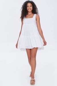 WHITE Shirred Tiered Mini Dress, image 4