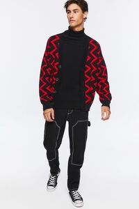 BLACK/RED Chevron Cardigan Sweater, image 4