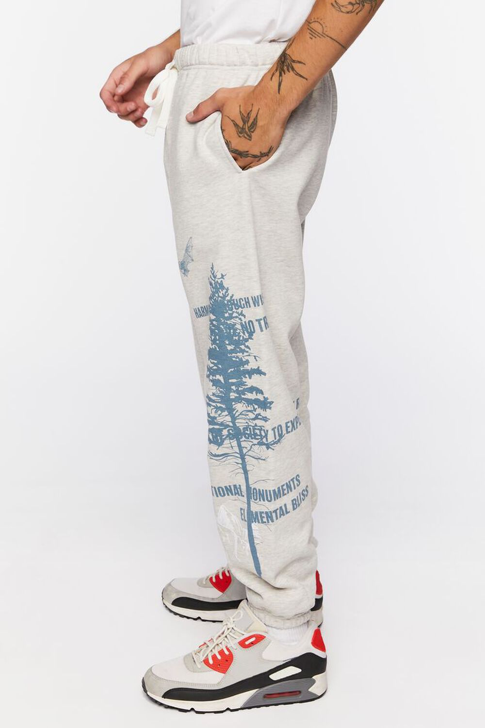 HEATHER GREY/BLUE Nature Graphic Joggers, image 3