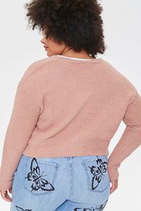 CAMEL Plus Size Fuzzy Knit Cardigan Sweater, image 3
