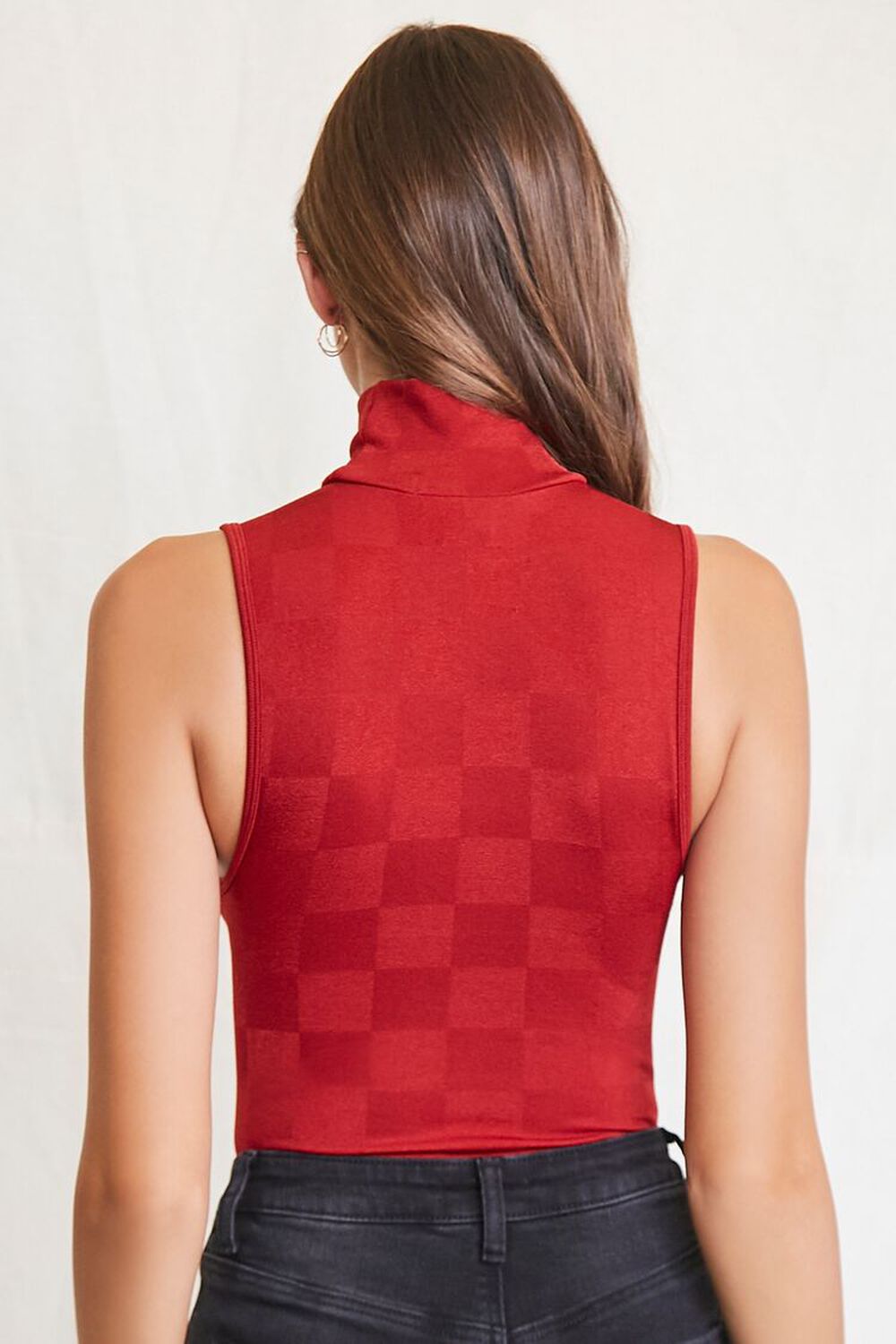 RED Checkered Turtleneck Bodysuit, image 3