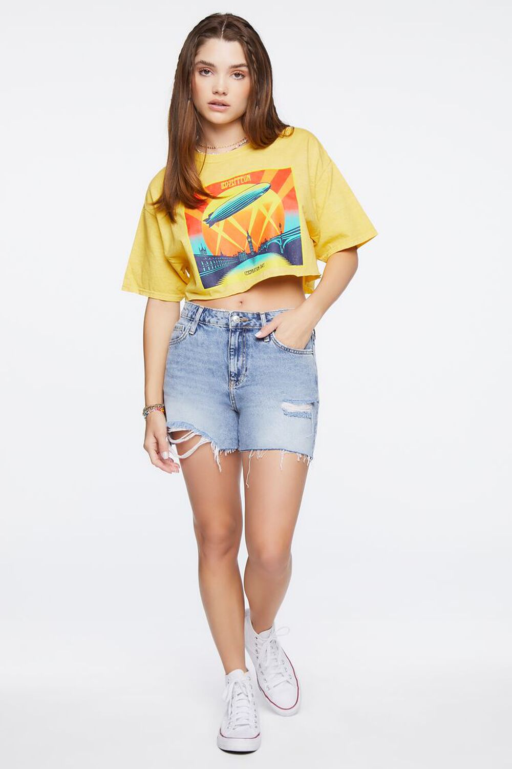 YELLOW/MULTI Led-Zeppelin Graphic Raw-Cut Tee, image 3