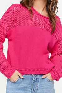 SHOCKING PINK Crochet Drop-Sleeve Sweater, image 5