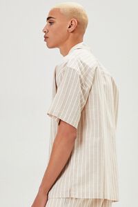 TAUPE/CREAM Pinstriped Linen-Blend Shirt, image 2