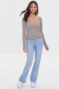 TAUPE Long-Sleeve Ribbed Knit Top, image 4