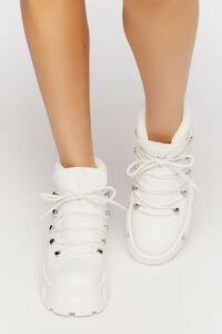 WHITE Lace-Up Lug Sole Ankle Booties, image 4