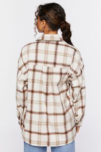 CREAM/BROWN Plaid Button-Up Shacket, image 4