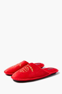 RED/ORANGE Men Worldwide Embroidered Graphic Slippers, image 2