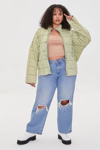 LIGHT OLIVE Plus Size Quilted Jacket, image 5