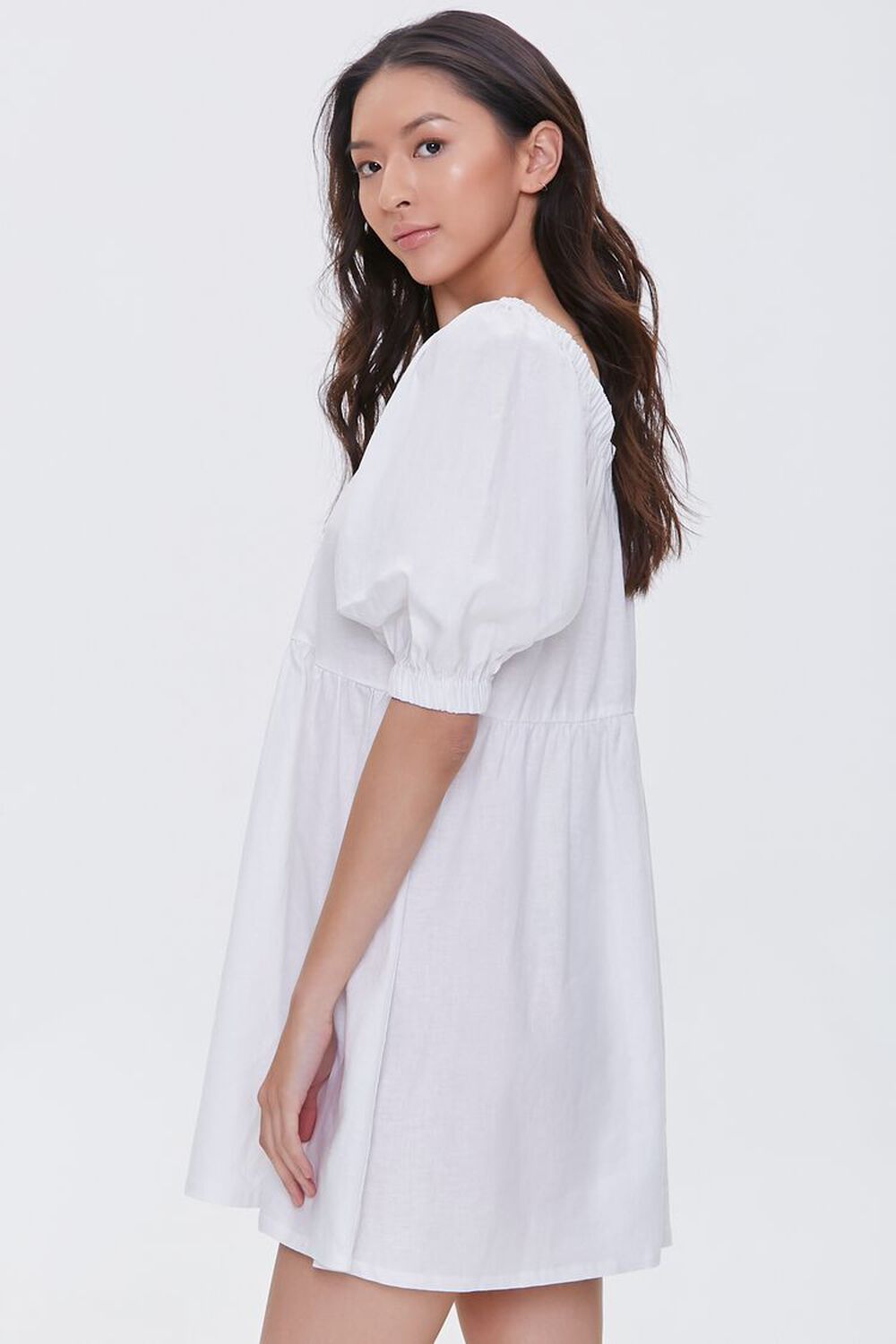 WHITE Linen-Blend Mini Dress, image 2