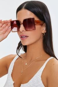 RUST/PINK Tinted Square Sunglasses, image 1