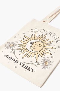 NATURAL/MULTI Good Vibes Graphic Tote Bag, image 3