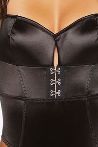BLACK Satin Hook-and-Eye Lingerie Bodysuit, image 5