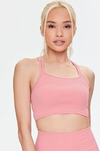 DUSTY PINK Seamless Caged-Back Sports Bra, image 1